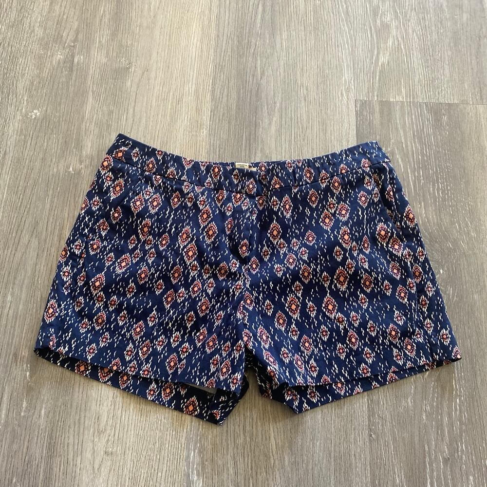 British Chino Khaki Floral Blue Women’s Shorts with Pockets Size 8